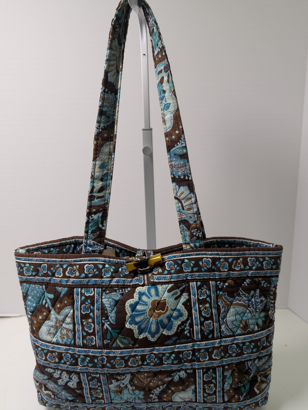 Vera Bradley Brown and Blue Quilted Floral Paisley Tote